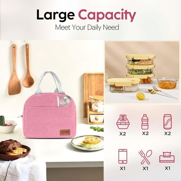Lunch Bag Lunch Box for Women & Men, Large Capacity Insulated Lunch Bag for Adul - Picture 3 of 7